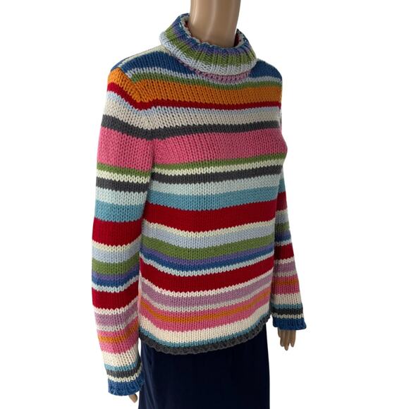 Gap Multicolor Vintage Y2K Striped Chunky Knit Wool Turtleneck Sweater - Picture 6 of 11